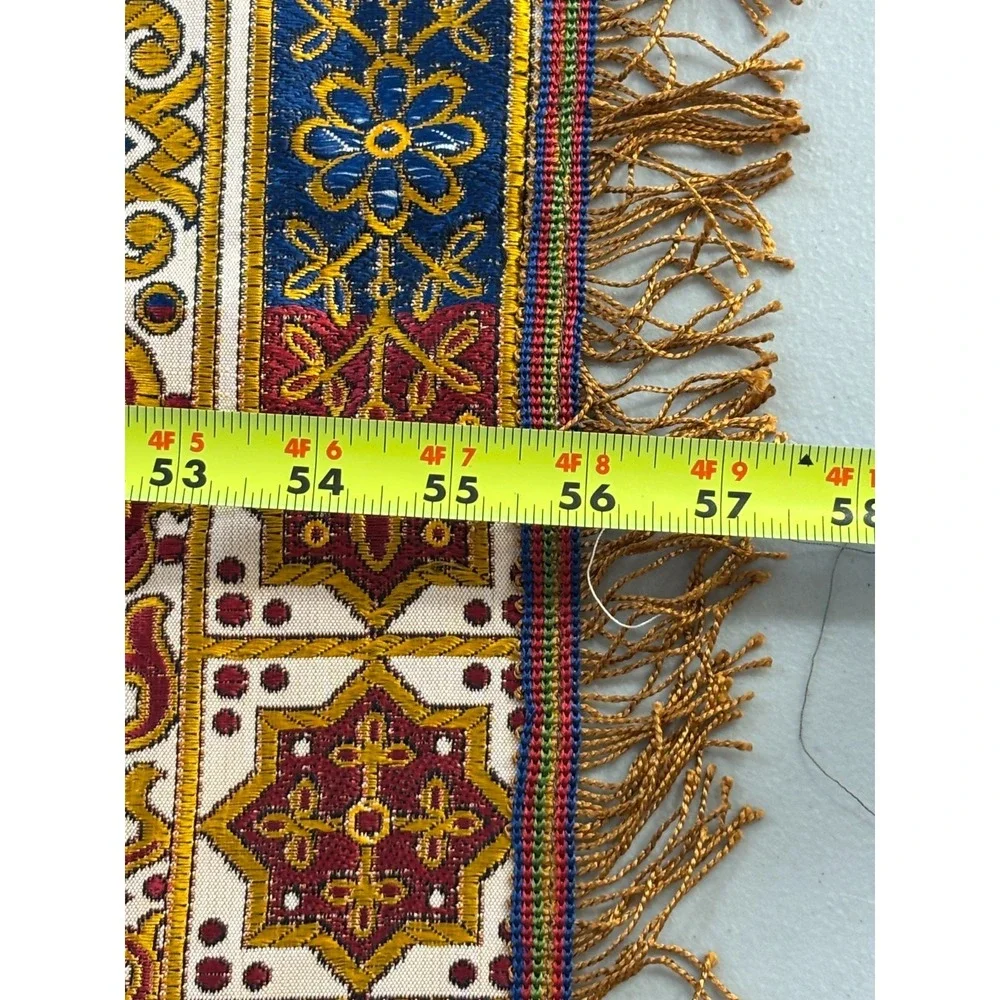 Vintage Spanish Tablecloth Tapestry Matador Bullfighter Woven Fringed Square 57
